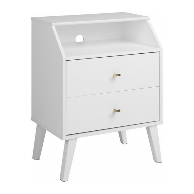 Prepac Milo Mid Century Modern 2Drawer Nightstand with Angled Top