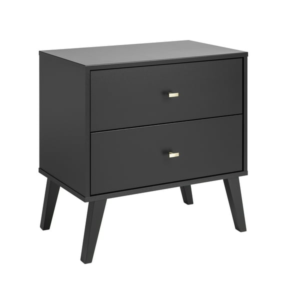Prepac Milo Mid Century Modern 2-drawer Nightstand, Black
