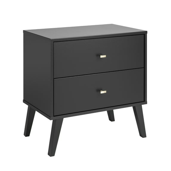 Prepac Milo Mid Century Modern 2-drawer Nightstand, Black