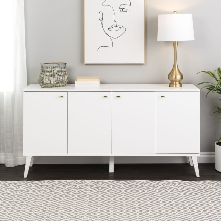 Prepac Milo Mid Century Modern 4 Door Buffet White Walmart