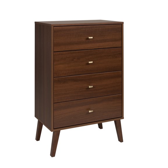 Prepac Milo Mid Century Modern 4-Drawer Vertical Chest, Cherry