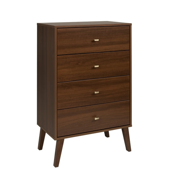 Prepac Milo Mid Century Modern 4-Drawer Vertical Chest, Cherry