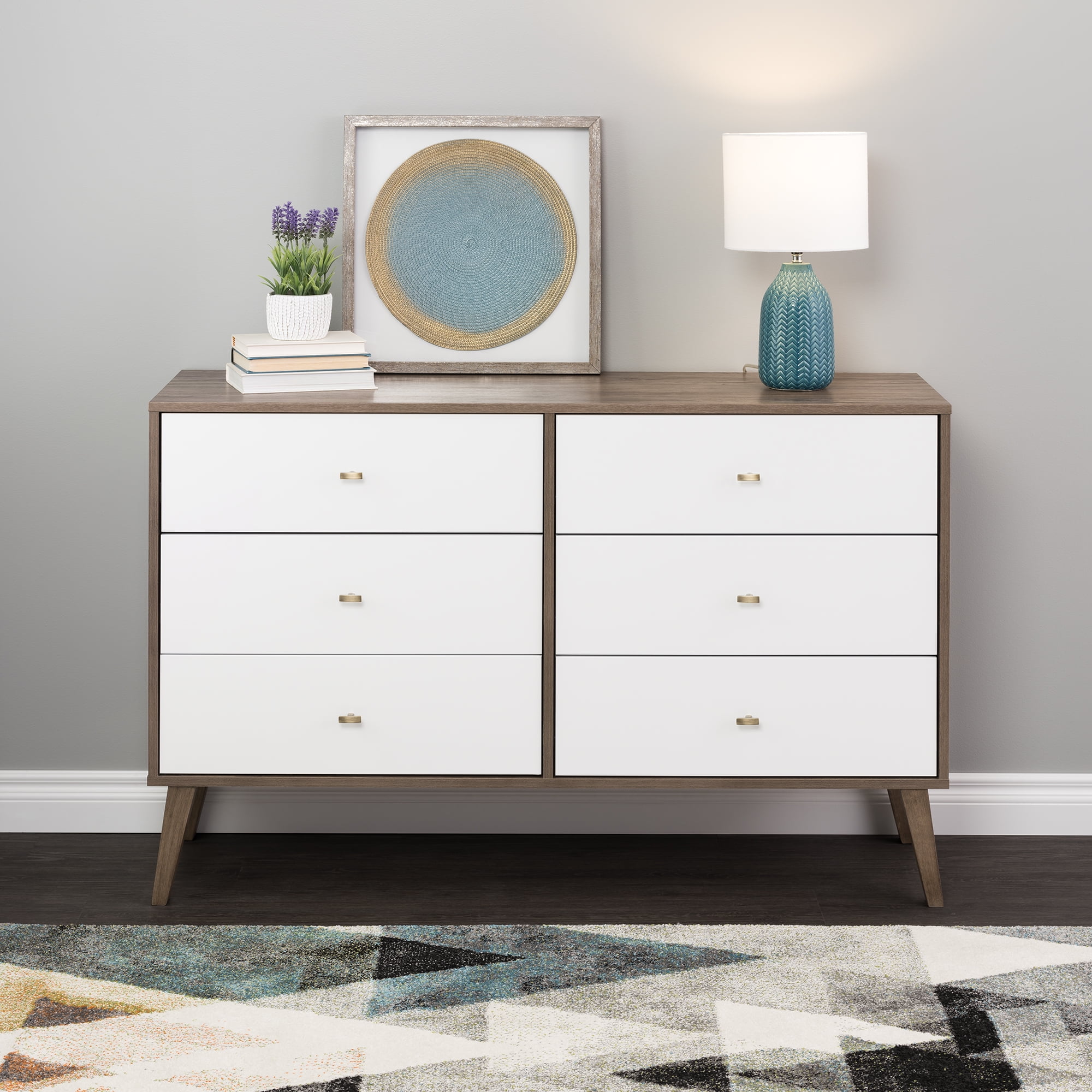 Prepac milo mid century modern 6 drawer double dresser discount