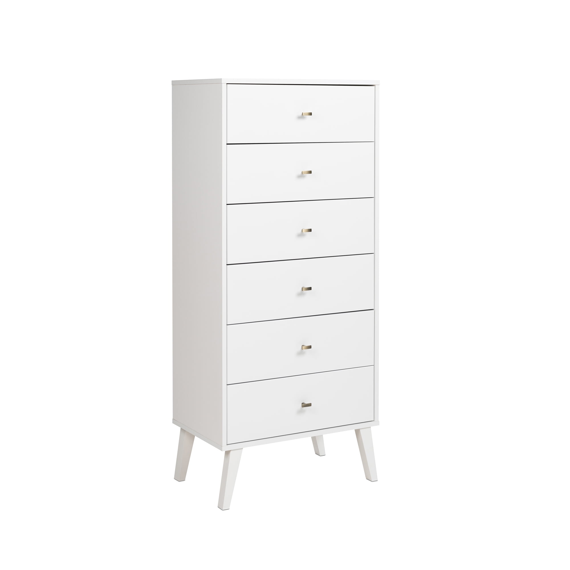 Milo Mid-Century Modern Tall 6-Drawer Lingerie Chest in White