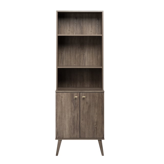 Prepac Milo Mid-Century Modern Tall Bookcase with Adjustable Shelves ...