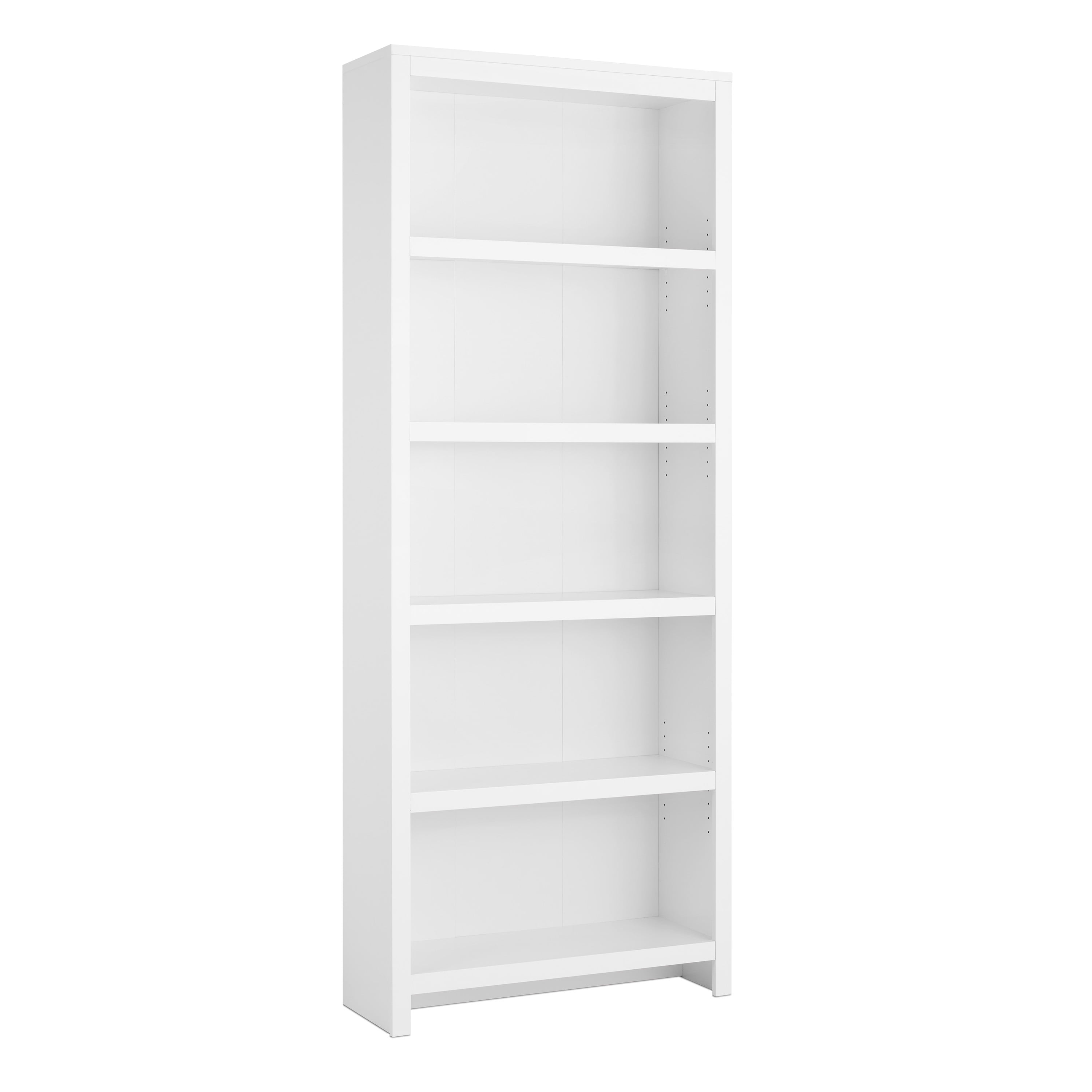 Tall White Pine Wood Adjustable 5-Shelf Bookcase