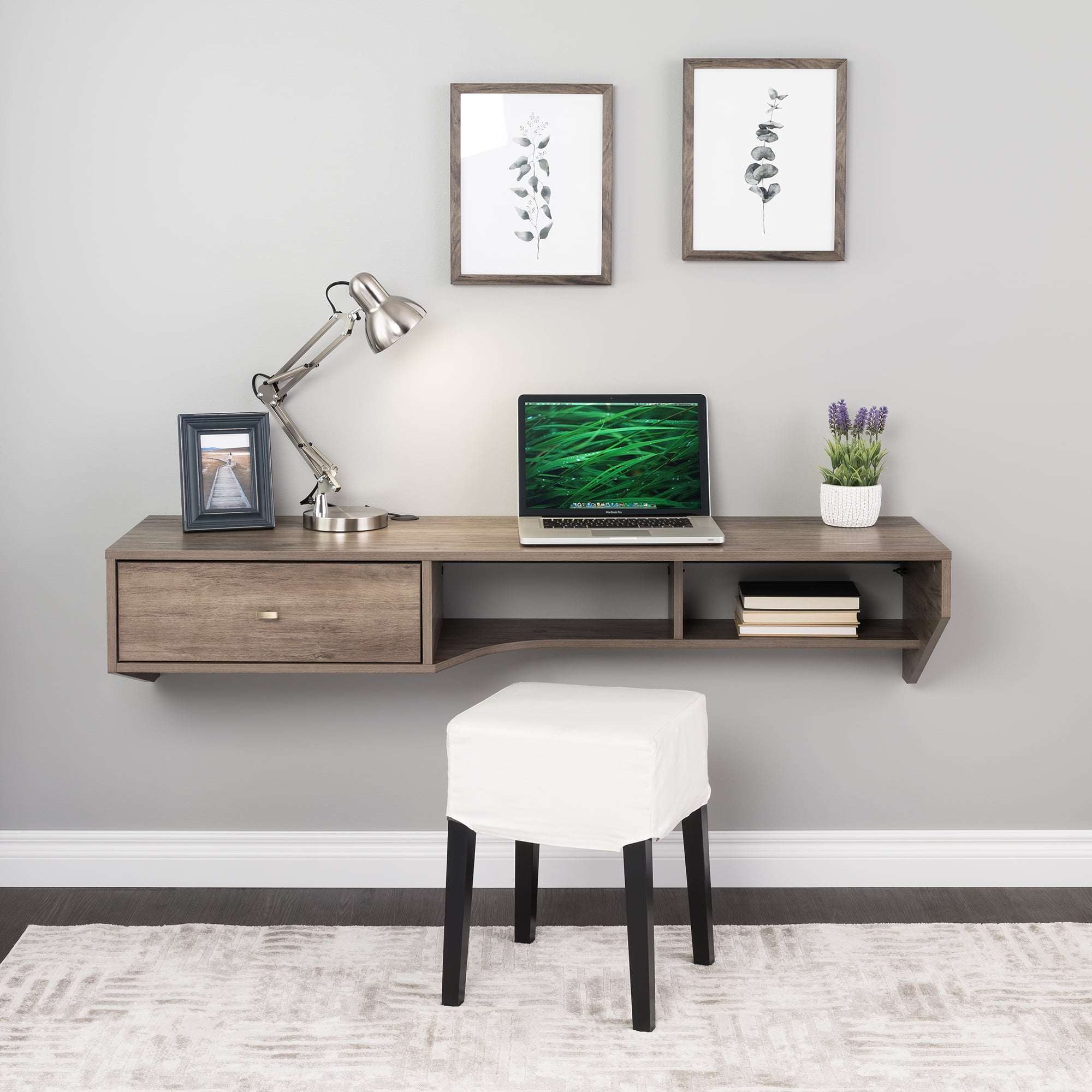 Prepac floating desk with 2024 storage and keyboard tray