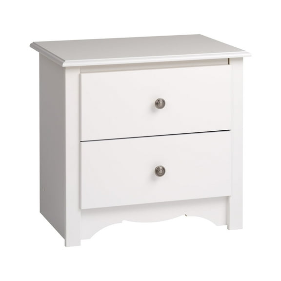 Prepac Monterey 2 Drawer Bedroom Nightstand, White