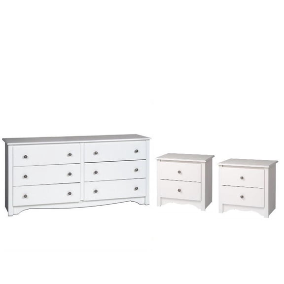 Prepac Monterey 3-Piece MDF Bedroom Set, White