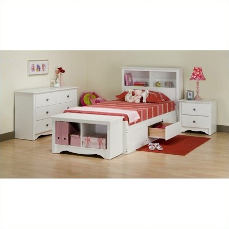 Prepac Monterey 4-Piece Kids Bedroom Furniture Set, White / Composite Wood / Twin