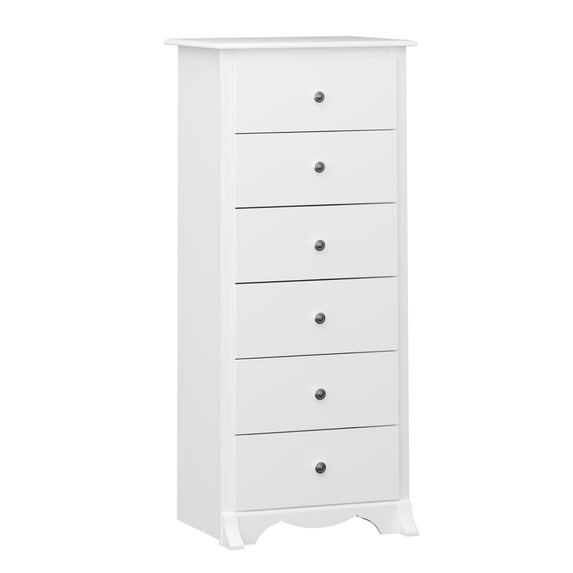 Prepac Monterey 6 Drawer Wooden Dresser Chest, 19" x 23.25" x 52.75", White