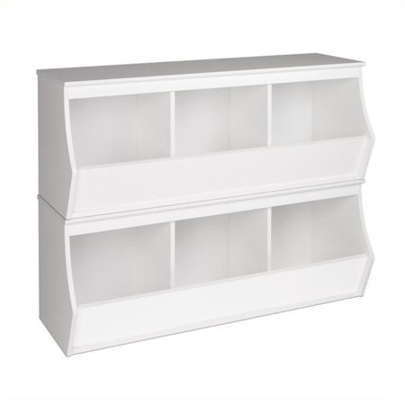 Prepac Monterey Stacked 6-Bin Storage Cubby in White