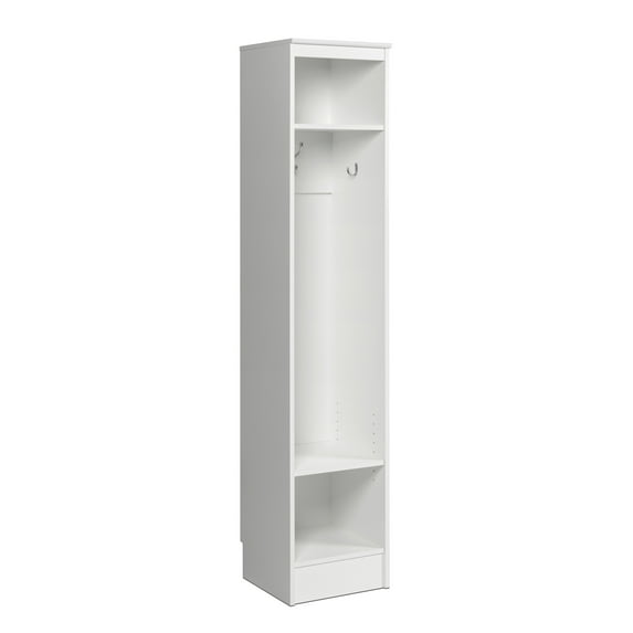 Prepac Narrow Entryway Hall Tree with Adjustable Shelf, White