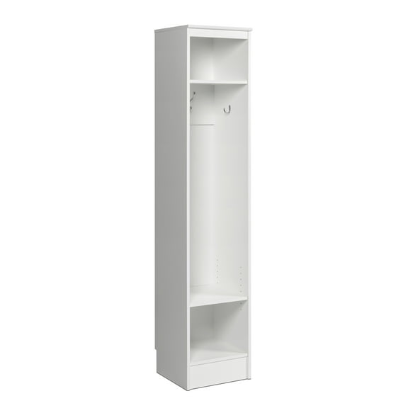 Prepac Narrow Entryway Hall Tree with Adjustable Shelf, White