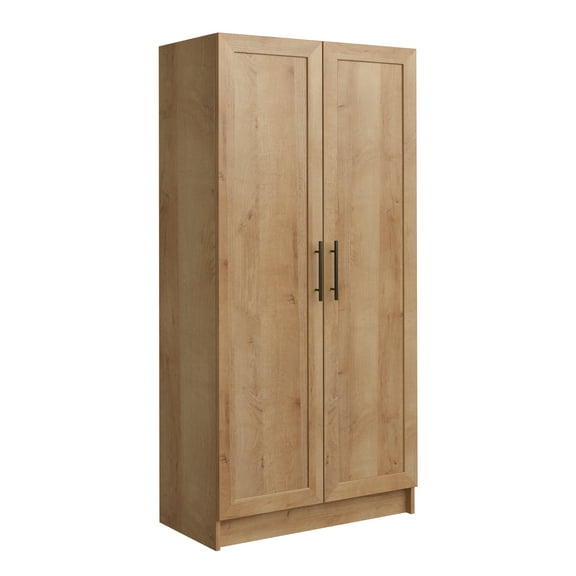 Prepac Natural Oak Elite 65" Tall Accent Kitchen Pantry Cabinet, Craft or Bathroom Storage Cabinet, Buffet Cabinet with Panel Doors, 3 Shelves, 32" W x 16.75" D x 65" H, Ideal for Home Organization
