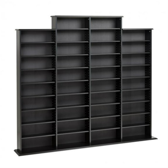 Prepac Quad 64" CD DVD Wall Media Storage Rack in Black