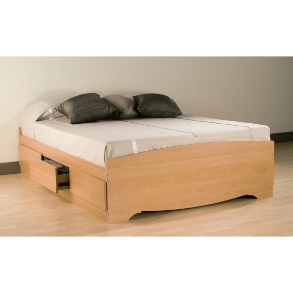 Prepac Queen 6 drawer Platform Storage Bed - Color:Maple-Color:Maple