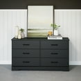 thumbnail image 1 of Prepac Rustic Ridge Farmhouse Black 6-Drawer Bedroom Dresser, 18.25" D x 53.25" W x 28.5" H, 1 of 12