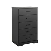 Prepac Rustic Ridge Farmhouse Dresser, Black Dresser for Bedroom, Chest of Drawers with 5 Drawers 18.5"D x 27.5"W x 43.5"H, BDBR-1605-1