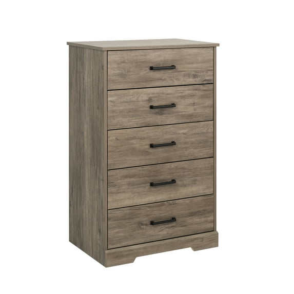 Prepac Rustic Ridge Farmhouse Dresser, Brown Dresser for Bedroom, Chest of Drawers with 5 Drawers 18.5"D x 27.5"W x 43.5"H, DDBR-1605-1