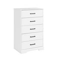 thumbnail image 1 of Prepac Rustic Ridge Farmhouse Dresser, White Dresser for Bedroom, Chest of Drawers with 5 Drawers 18.5"D x 27.5"W x 43.5"H, WDBR-1605-1, 1 of 12