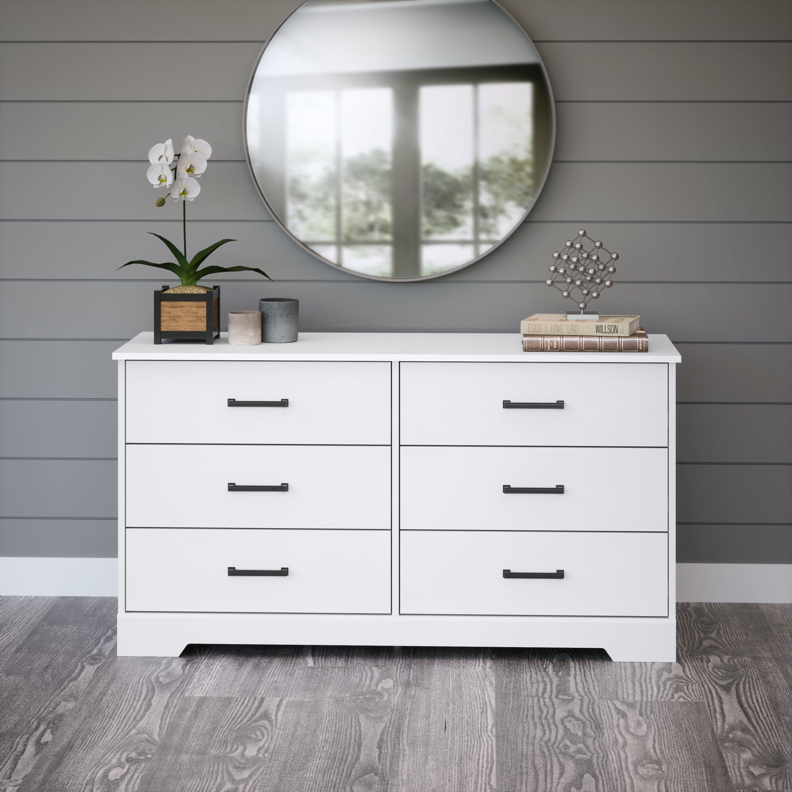 White Farmhouse Double Dresser with Soft Close Drawers