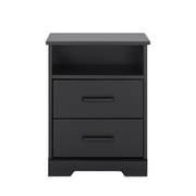 Prepac Rustic Ridge Farmhouse Nightstand Bedside Table, Black Nightstand for Bedroom, End Table with 2 Drawers and Open Shelf 16.25"D x 18.75"W x 24.5"H, BDNR-1602-1