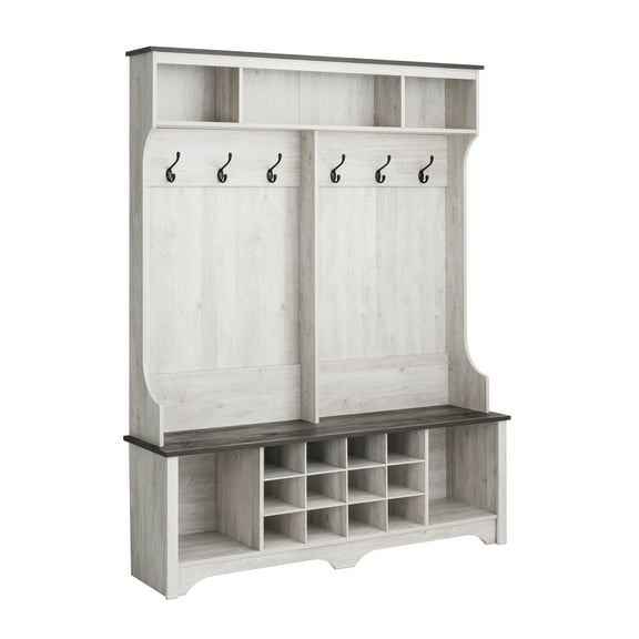 Prepac Rustic Ridge Washed White Entryway Cabinet 15.5" D x 60" W x 77" H