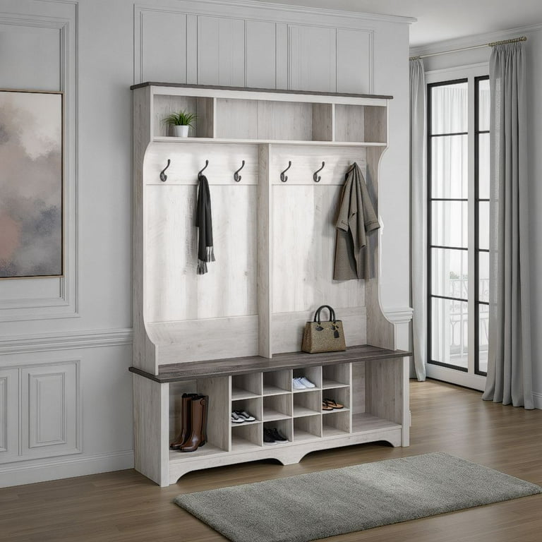 Prepac Rustic Ridge Washed White Entryway Cabinet 15.5
