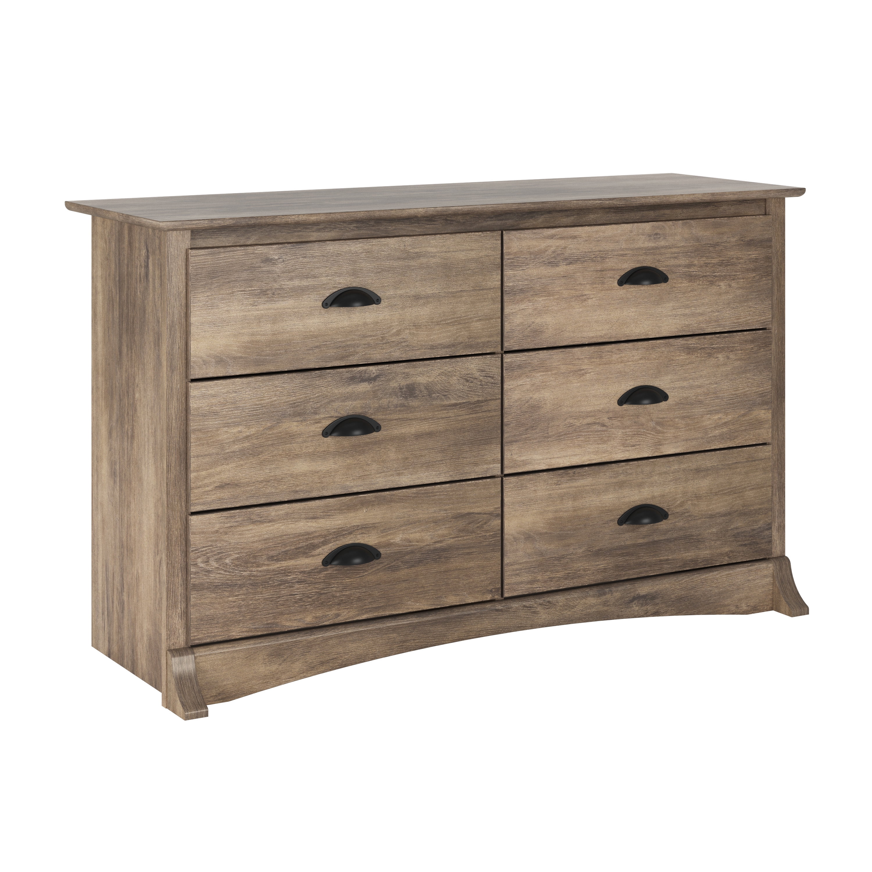 Prepac Salt Spring Compact 6-Drawer Double Dresser, Drifted Gray