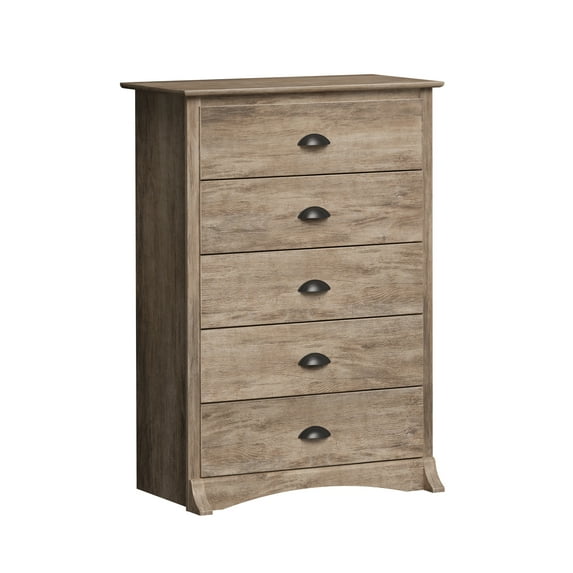 Prepac Salt Spring Modern 5 Drawer Chest Dresser in Drifted Gray