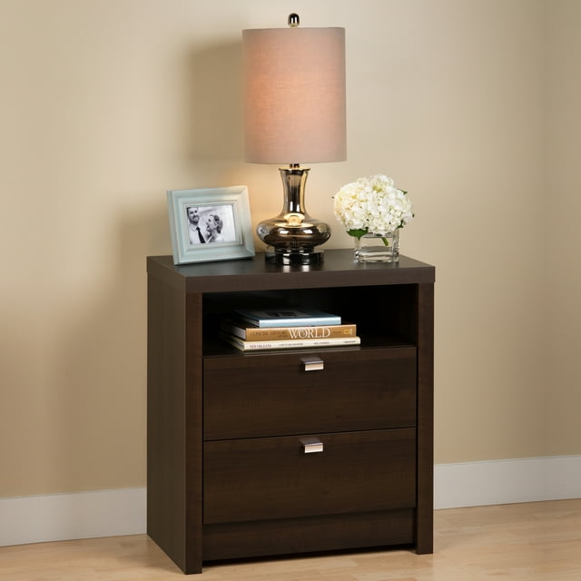 Prepac Series 9 Designer 2Drawer Tall Nightstand Espresso
