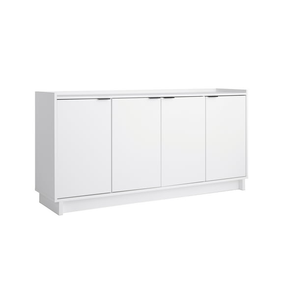 Prepac Simply Modern 4 Door Console Table with Storage, White Storage Cabinet with Doors and Shelves, Sideboard Storage Cabinet 60" W x 30" H x 16" D, WCBG-1820-1