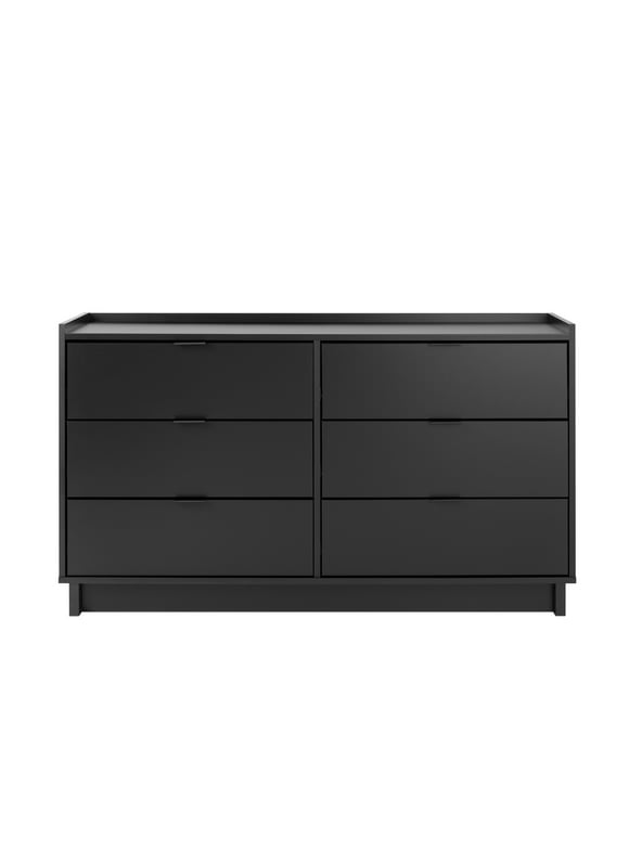 Prepac Simply Modern Dresser, Black Dresser for Bedroom, Chest of Drawers with 6 Drawers 52.5" W x 29.5" H x 16" D, BDBR-1806-1