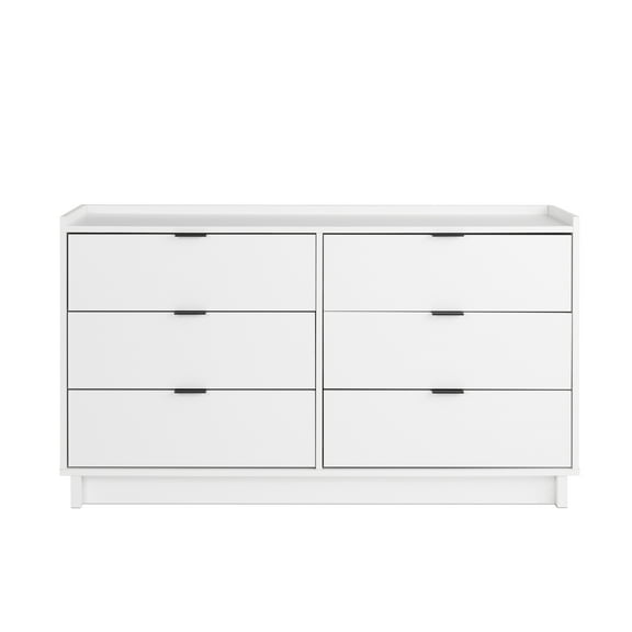 Prepac Simply Modern Dresser, White Dresser for Bedroom, Chest of Drawers with 6 Drawers 52.5" W x 29.5" H x 16" D, WDBR-1806-1