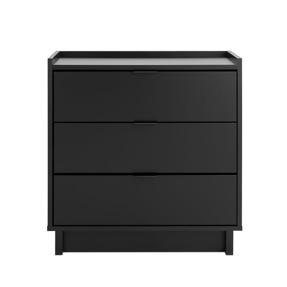 Prepac Simply Modern Nightstand Bedside Table, Black Nightstand for Bedroom, End Table with 3 Drawers 26.5" W x 26.75" H x 16" D, BDNR-1803-1