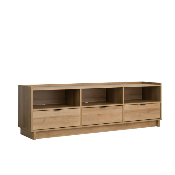 Prepac Simply Modern TV Stand, Oak Storage Cabinet with DShelves, Living Room Storage Cabinet 70.25" W x 22" H x 16" D, OCTR-1821-1