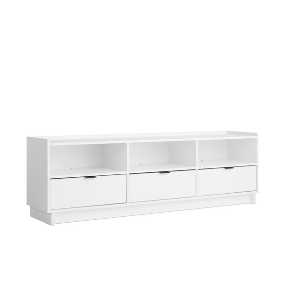 Prepac Simply Modern TV Stand, White Storage Cabinet with Shelves, Living Room Storage Cabinet 70.25" W x 22" H x 16" D, WCTR-1821-1