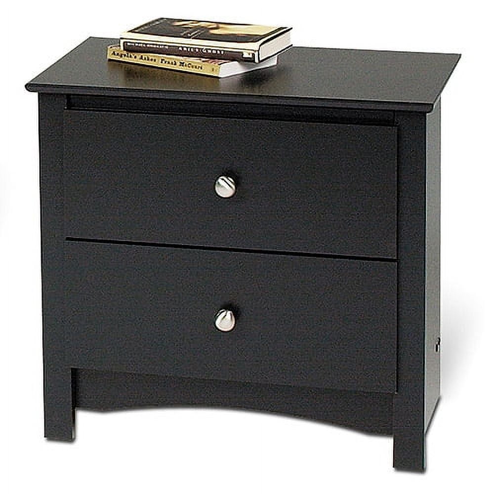 Sonoma Black 2-Drawer Nightstand with Nickel Knobs