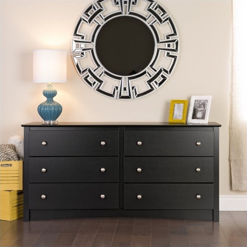 Sonoma Modern Black Double Dresser with Extra Deep Drawers