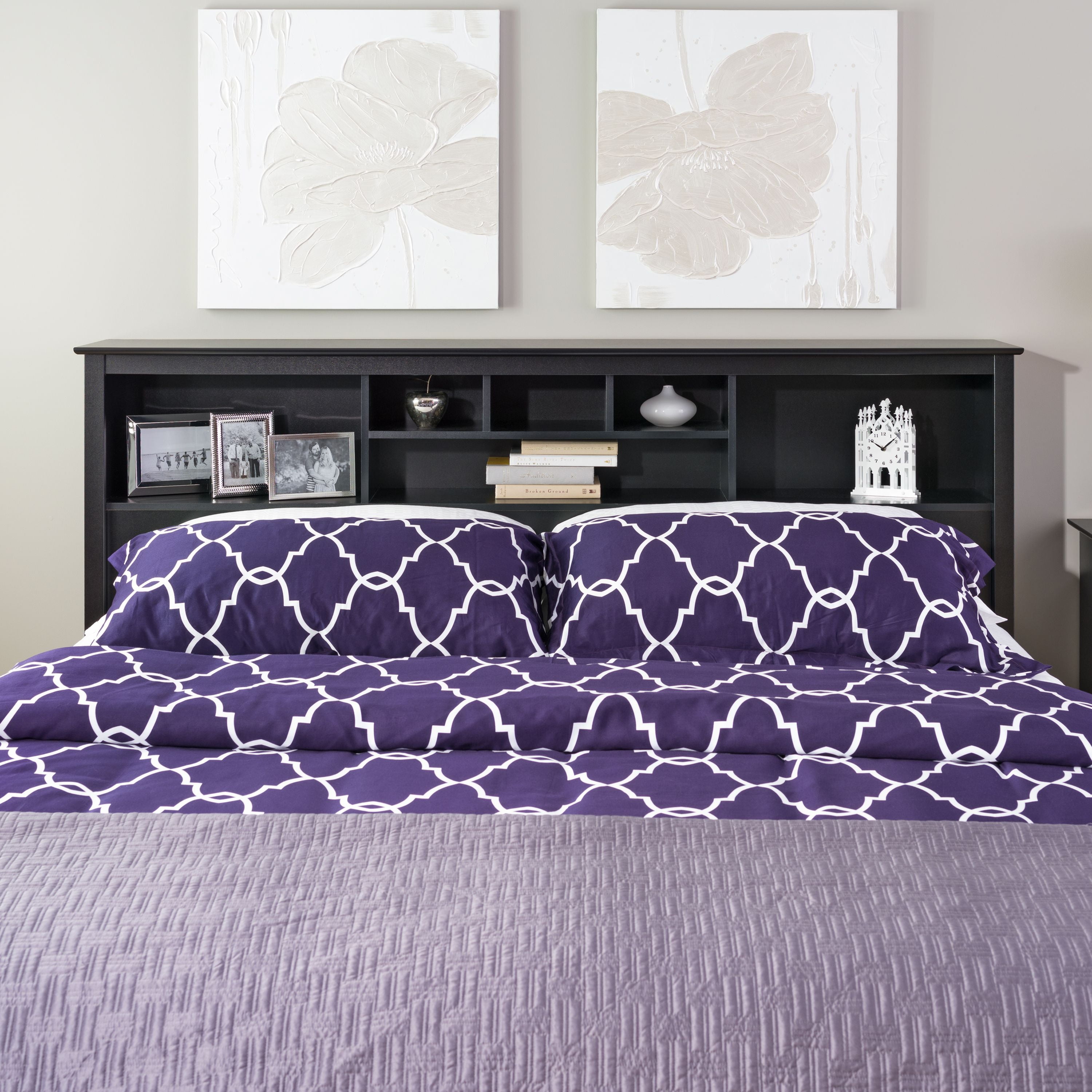 Prepac Sonoma Black King Bookcase Headboard