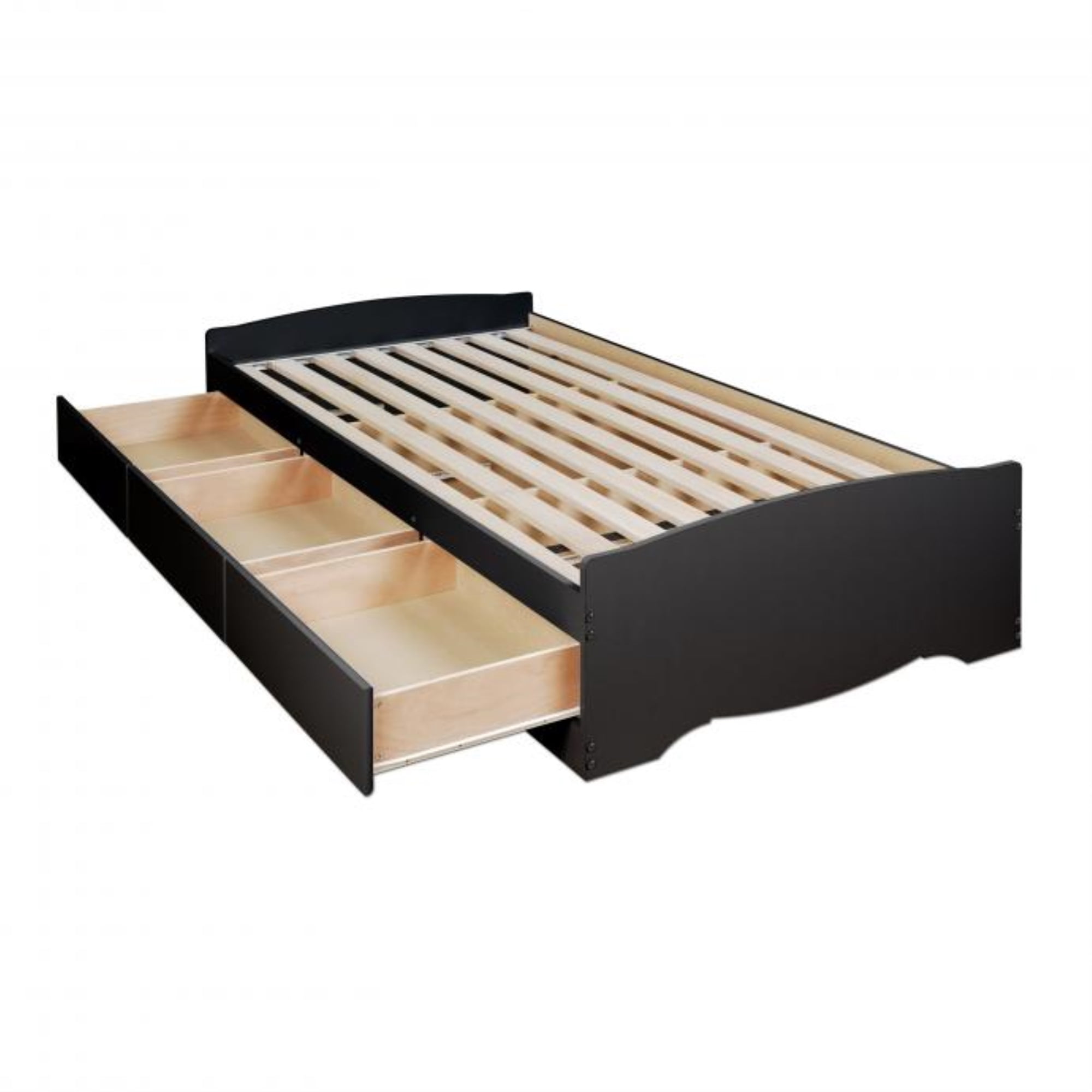 Prepac Sonoma Black Twin XL Size Platform Bed Frame with Underneath Storage Drawers