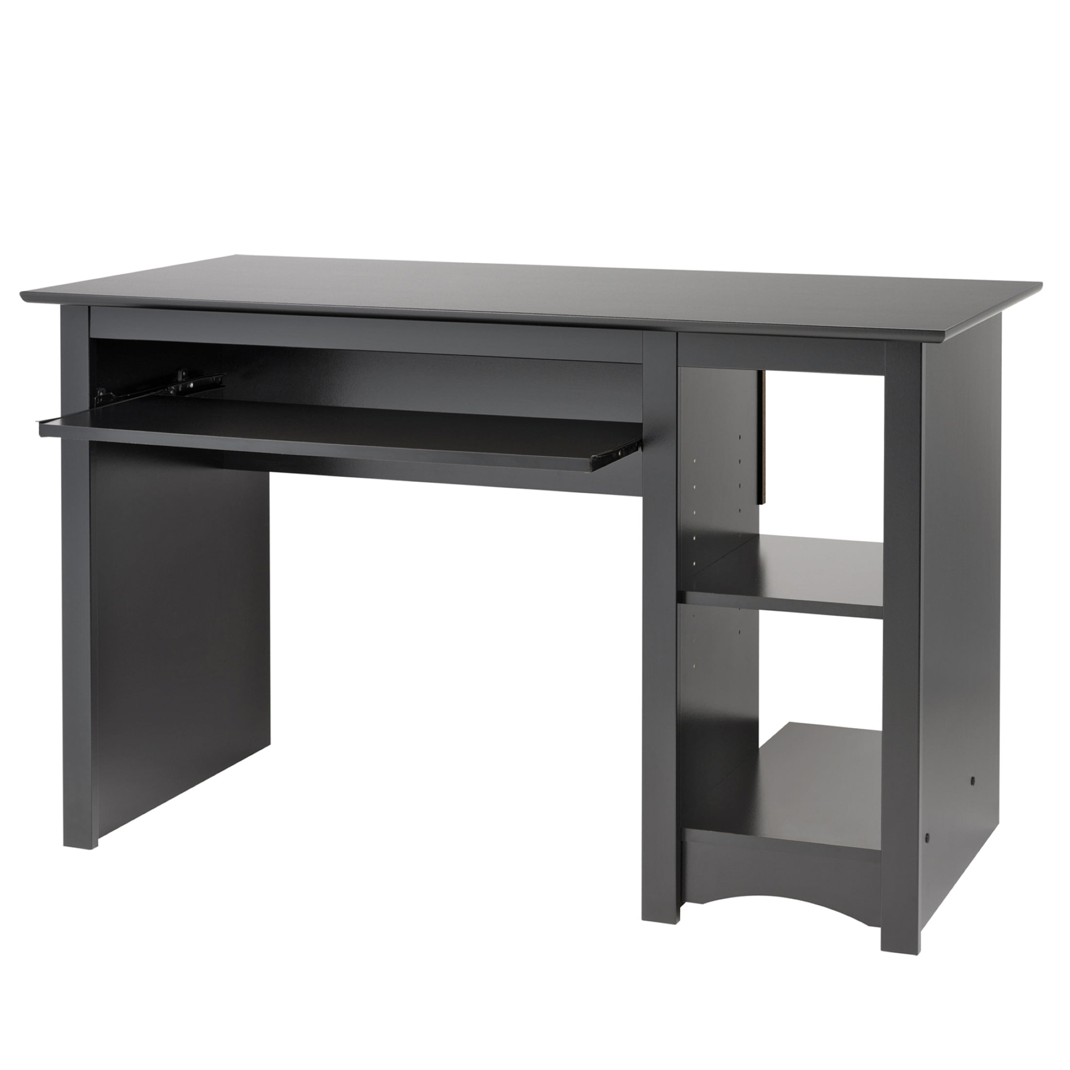 Sleek Black Wall-Mounted Computer Desk with Drawer and Keyboard Tray
