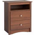 Prepac Sonoma Tall 2-Drawer Nightstand with Open Shelf, Warm Cherry