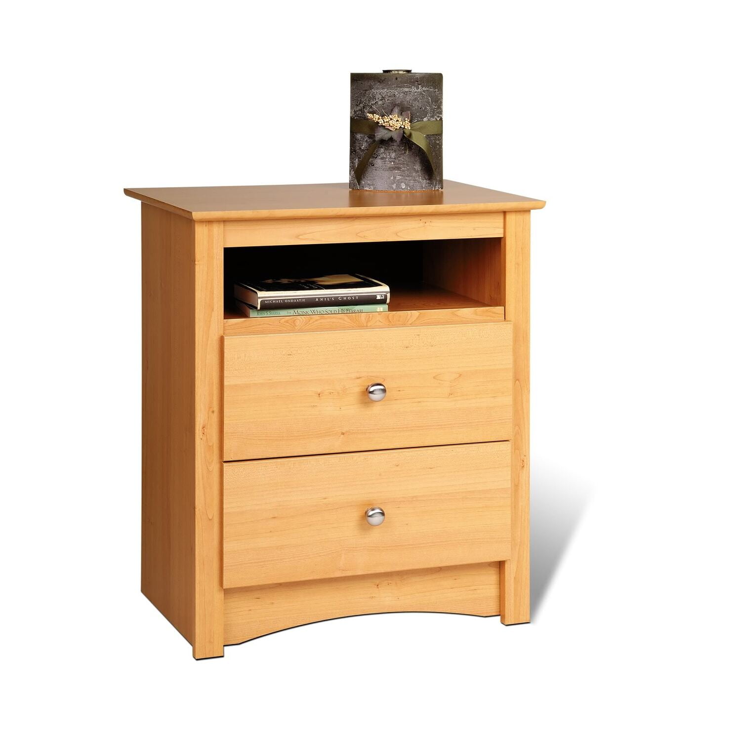 Prepac tall 2 drawer nightstand with open shelf online