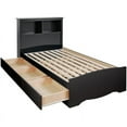 Prepac Sonoma Wooden Twin XL Bookcase Platform Storage Bed in Black
