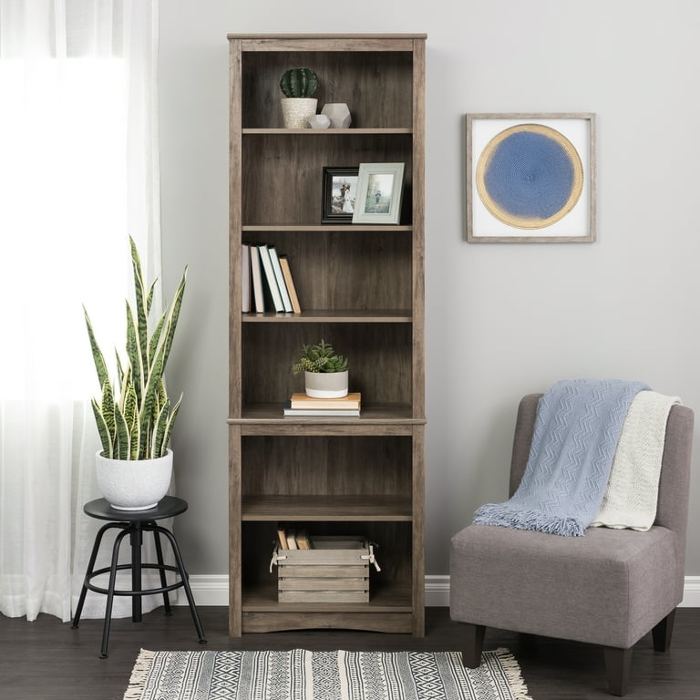 Prepac Tall 6 Shelf Bookcase Drifted Gray Walmart
