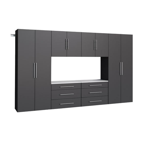 Prepac Transitional Wood Composite Wall Mount Garage Cabinet, Black
