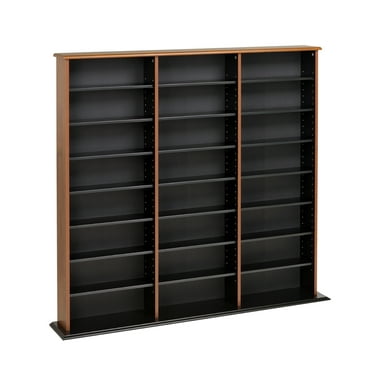 Prepac Triple Width Multimedia Wall Storage, Cherry and Black