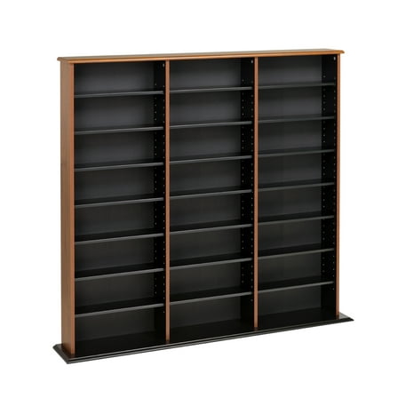 Prepac Triple Width Multimedia Wall Storage, Cherry and Black
